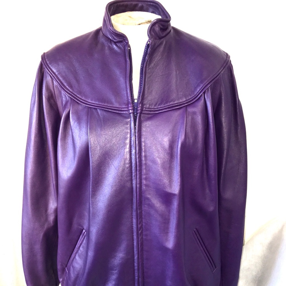 Vintage Purple Women’s Chic Leather Couture Jacket